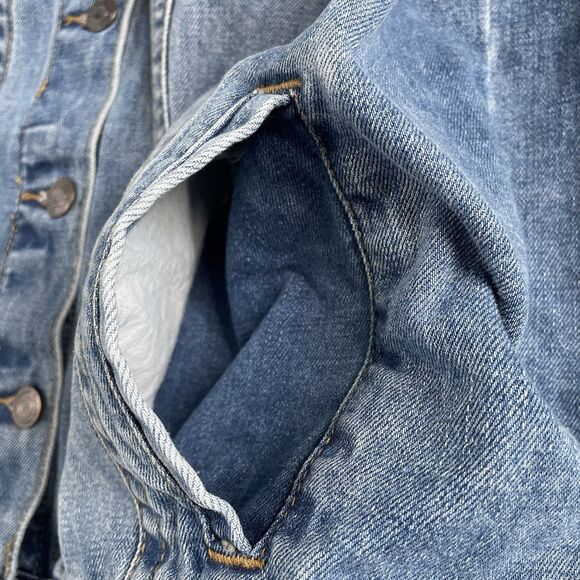 Kensie Jeans Vintage Luxe Denim Vest Stretch Trucker Frayed Size Large New - Picture 6 of 14